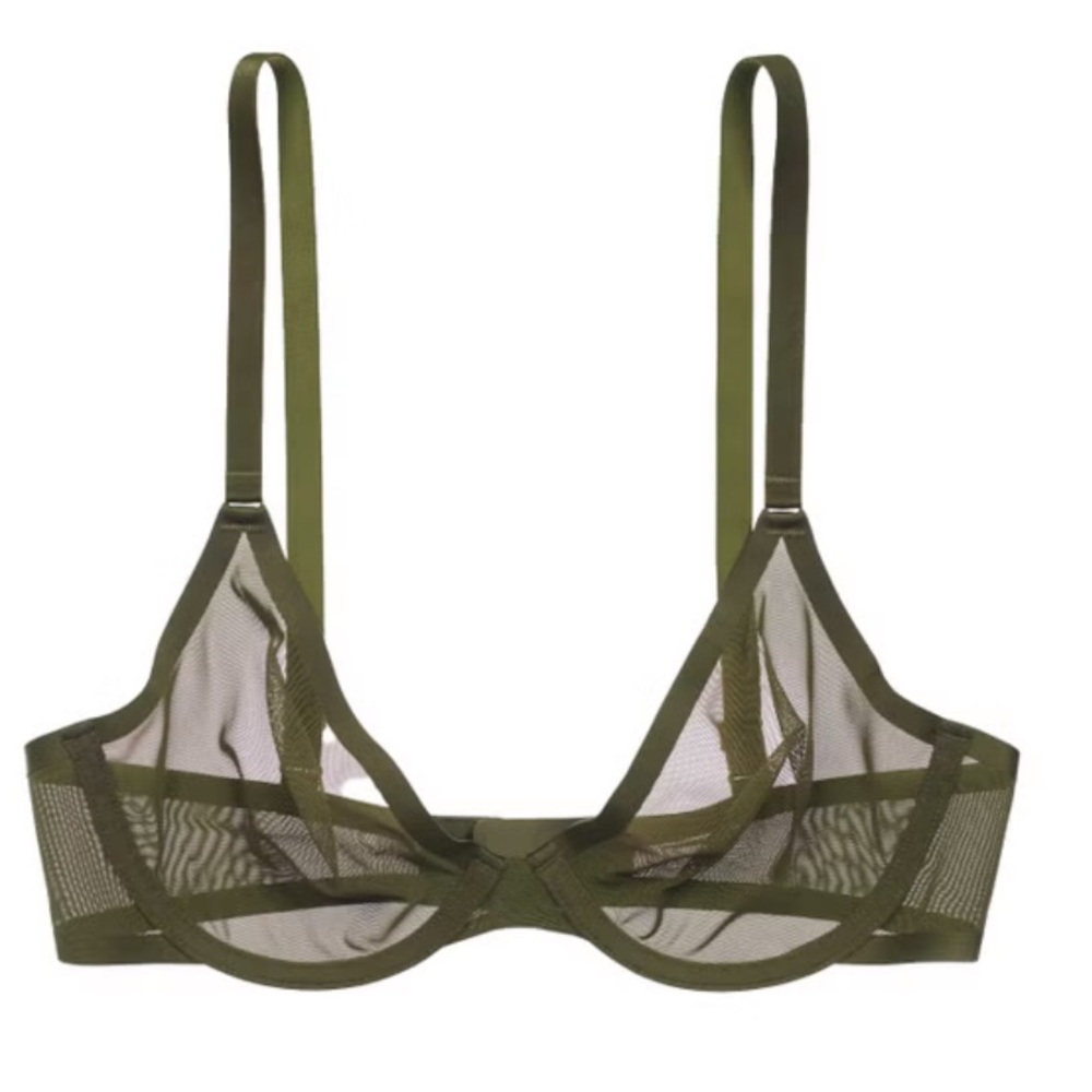 CUUP The Plunge wired mesh bra | 34B | Moss (olive green) | Excellent condition